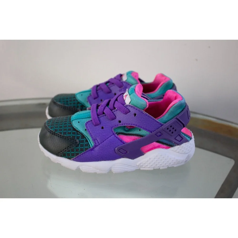 Nike Toddler Huarache Run Ultra Green/Purple Running Sneaker BQ7098-300 Size 9C
